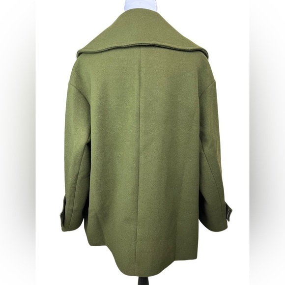 ASOS Oversized Double Breasted Notched Collar Pea Coat Khaki Size 6 - Picture 2 of 15